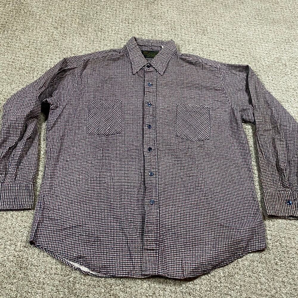 Vintage 70s Flannel Shirt‎ Mens XL Checkered Retro Cotton Button Up John Blair